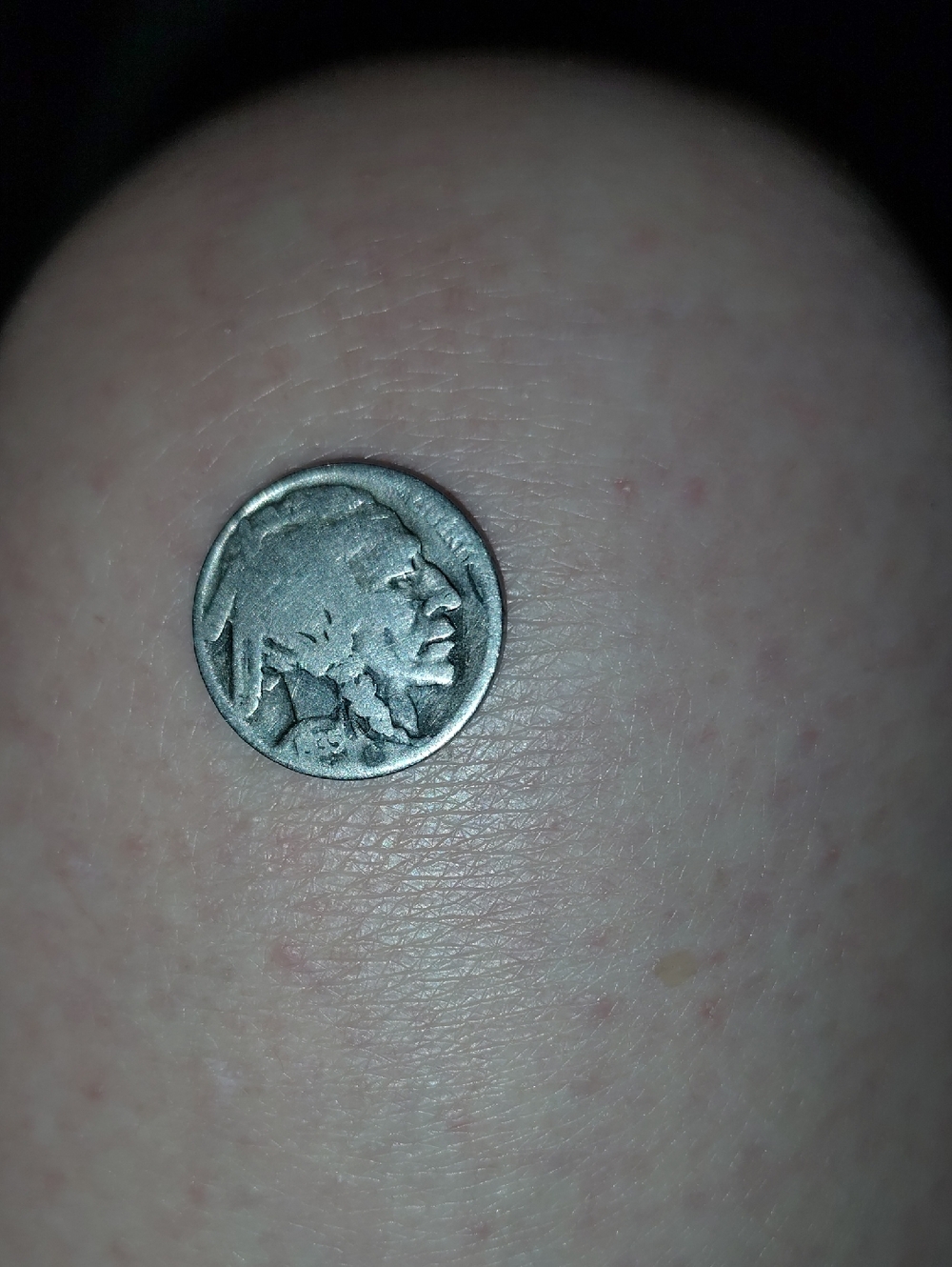 1935 Vintage Silver-Tone Buffalo Nickel Coin Accent - Gray